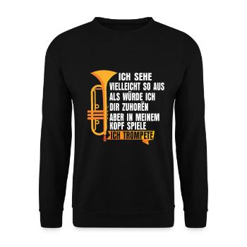 Trompete Trompeter - Unisex Pullover - Schwarz - Vorne - Alina (178cm) & Michal (187cm)