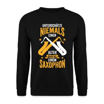 Saxophon Jazz - Unisex Pullover - Schwarz - Vorne - Alina (178cm) & Michal (187cm)