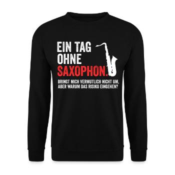 Saxophon - Unisex Pullover - Schwarz - Vorne - Alina (178cm) & Michal (187cm)