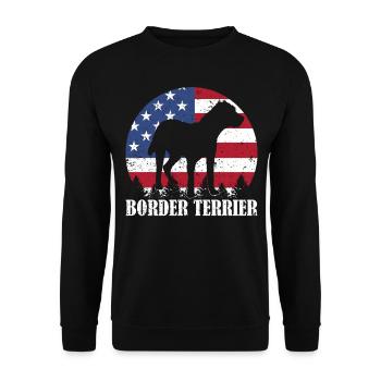 Border Terrier American Flag 4th of july Gift - Sweat-shirt Unisexe - noir - Devant - Alina (178cm) & Michal (187cm)