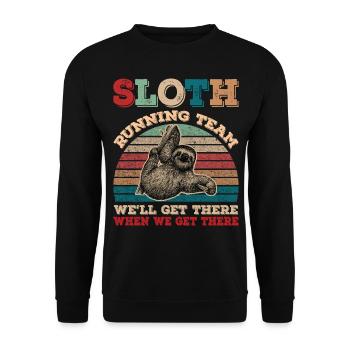 Vintage Sloth Running Team We'll Get There - Unisex Sweatshirt - black - Front - Alina (178cm) & Michal (187cm)