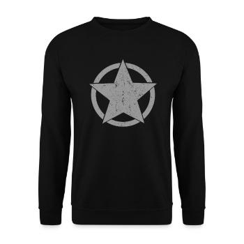 Vintage US ARMY Militaire Shirt Rockabilly US Star - Sweat-shirt Unisexe - noir - Devant - Alina (178cm) & Michal (187cm)