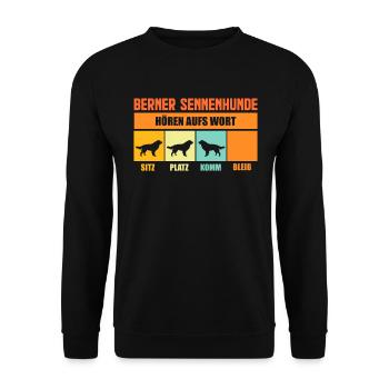 Berner Sennenhund - Unisex Pullover - Schwarz - Vorne - Alina (178cm) & Michal (187cm)