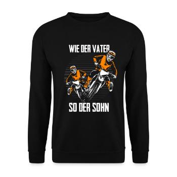 Wie der Vater so der Sohn Motocross Vatertag - Unisex Pullover - Schwarz - Vorne - Alina (178cm) & Michal (187cm)