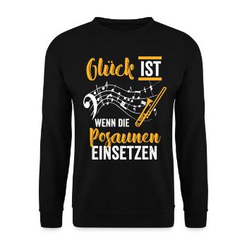 Posaune Musikverein - Unisex Pullover - Schwarz - Vorne - Alina (178cm) & Michal (187cm)