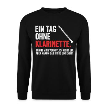 Klarinette Blasinstrument - Unisex Pullover - Schwarz - Vorne - Alina (178cm) & Michal (187cm)