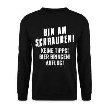 Auto Tuning lustiges Werkstatt Outfit - Unisex Pullover - Schwarz - Vorne - Alina (178cm) & Michal (187cm)