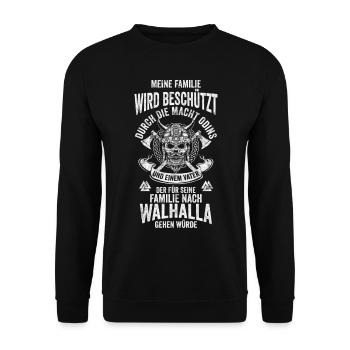 Stolzer Vater - Vatertag Geschenkidee - Unisex Pullover - Schwarz - Vorne - Alina (178cm) & Michal (187cm)