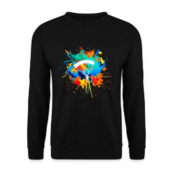 Parachutiste parapente éclaboussure de peinture Springer - Sweat-shirt Unisexe - noir - Devant - Alina (178cm) & Michal (187cm)