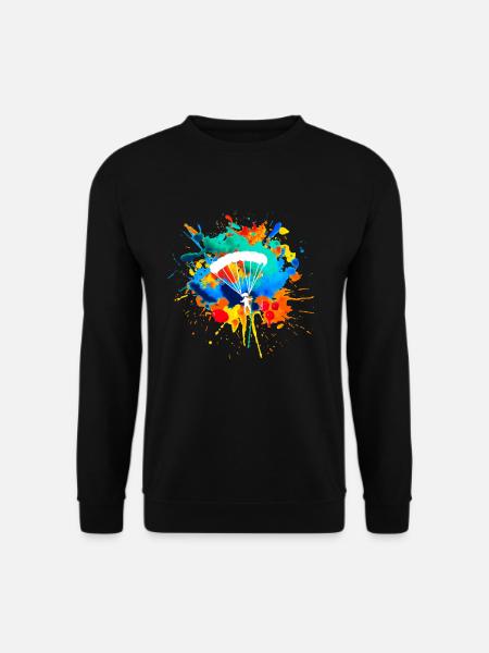 Fallschirmspringer Gleitschirm Farbklecks Springer - Unisex Pullover - Schwarz