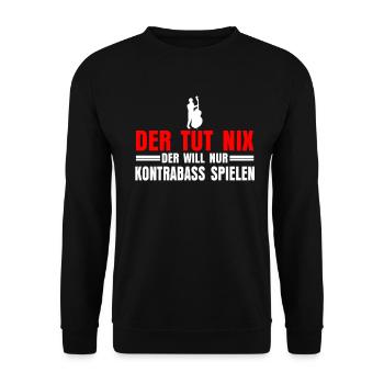 Kontrabass Streichinstrument - Unisex Pullover - Schwarz - Vorne - Alina (178cm) & Michal (187cm)