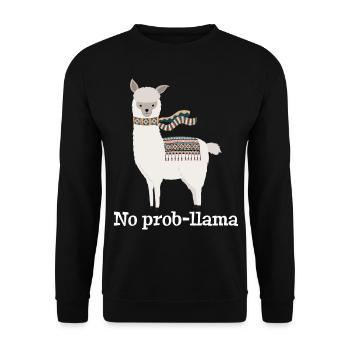No Prob Llama - Unisex Sweatshirt - black - Front - Alina (178cm) & Michal (187cm)