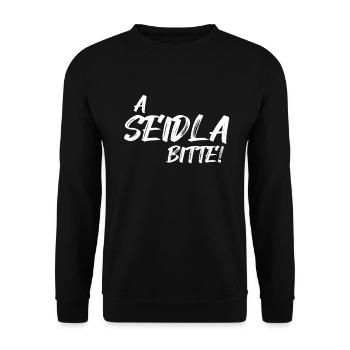 A Seidla Bitte Franken Motiv - Unisex Pullover - Schwarz - Vorne - Alina (178cm) & Michal (187cm)