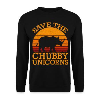Funny Save the Chubby Unicorns Fat Rhino Vintage - Unisex Sweatshirt - black - Front - Alina (178cm) & Michal (187cm)