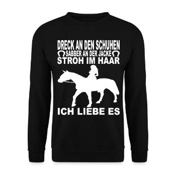Reiten Reiterrinnen Reitsport Reitverein Reiter - Unisex Pullover - Schwarz - Vorne - Alina (178cm) & Michal (187cm)