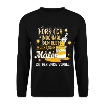 Den Rest macht der Maler | Anstreicher Spruch Job - Unisex Pullover - Schwarz - Vorne - Alina (178cm) & Michal (187cm)