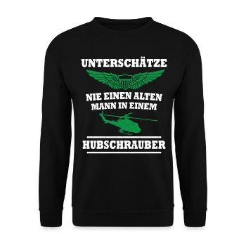Alter Hubschrauber Pilot Helicopter Pilot - Unisex Pullover - Schwarz - Vorne - Alina (178cm) & Michal (187cm)