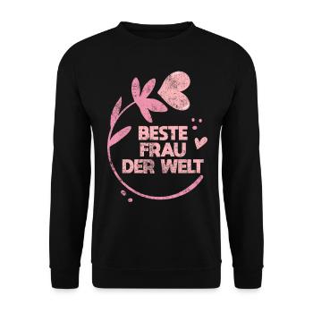 Valentinstag Beste Frau Ehefrau Liebe - Unisex Pullover - Schwarz - Vorne - Alina (178cm) & Michal (187cm)