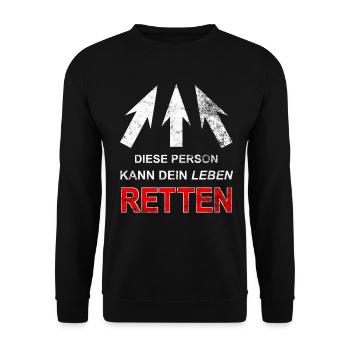 Lebensretter Sprüche Vintage Rettungsdienst - Unisex Pullover - Schwarz - Vorne - Alina (178cm) & Michal (187cm)