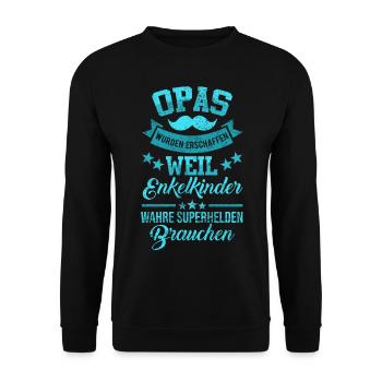 Opa Superheld - Unisex Pullover - Schwarz - Vorne - Alina (178cm) & Michal (187cm)