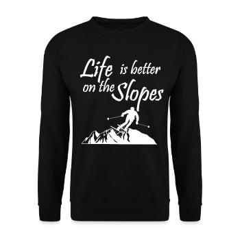 Skiing life ski slope winter vacation snow - Unisex Sweatshirt - black - Front - Alina (178cm) & Michal (187cm)