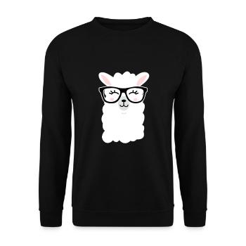 Llama cute nerd nerd alpaca glasses cool pet - Unisex Sweatshirt - black - Front - Alina (178cm) & Michal (187cm)