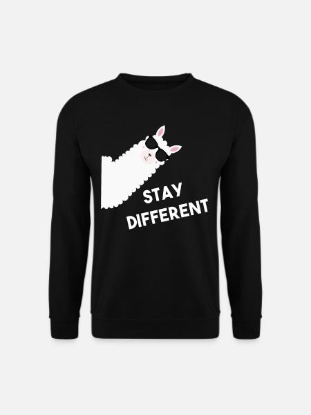 Alpaka Lama mit Sonnenbrille Stay Different - Unisex Pullover - Schwarz