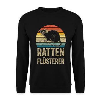 Ratte Ratten Flüsterer Geschenk - Unisex Pullover - Schwarz - Vorne - Alina (178cm) & Michal (187cm)