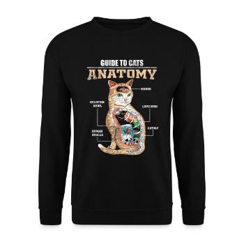 Katzen Anatomie Kätzchen Kater Hauskatze Mieze - Unisex Pullover - Schwarz - Vorne - Alina (178cm) & Michal (187cm)