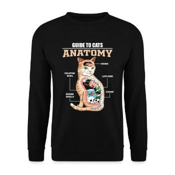 Katze Anatomie Mieze Kätzchen Haustier Hauskatze - Unisex Pullover - Schwarz - Vorne - Alina (178cm) & Michal (187cm)
