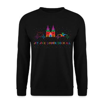 Karneval Köln Herzschlag Kölsch Kölner Dom - Unisex Pullover - Schwarz - Vorne - Alina (178cm) & Michal (187cm)