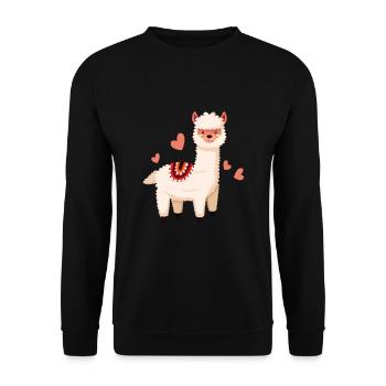 Cute llama love heart alpaca pet - Unisex Sweatshirt - black - Front - Alina (178cm) & Michal (187cm)