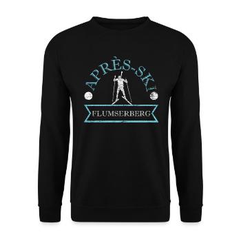 Apres Ski Flumserberg Ski Vacation Switzerland Ski Area - Unisex Sweatshirt - black - Front - Alina (178cm) & Michal (187cm)