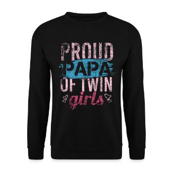 Proud Papa Twin Girls Dad Father's Day twins father - Unisex Sweatshirt - black - Front - Alina (178cm) & Michal (187cm)