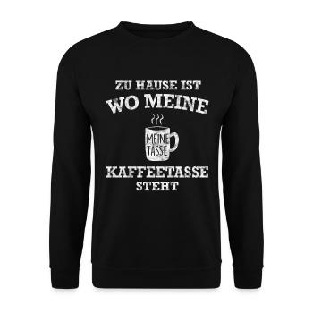 Kaffee Morgenmuffel - Unisex Pullover - Schwarz - Vorne - Alina (178cm) & Michal (187cm)