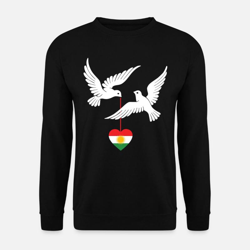 Kurdistan Design Kurdisch Flagge mit zwei Tauben - Unisex Pullover - Schwarz