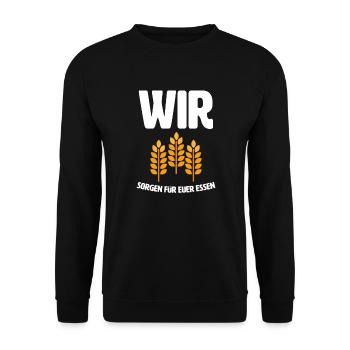 WIR sorgen für euer Essen - Bauer Landwirt Demo - Unisex Pullover - Schwarz - Vorne - Alina (178cm) & Michal (187cm)