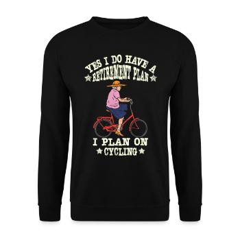 Lustiges Fahrrad Rentnerin Pensionistin Radfahrer - Unisex Pullover - Schwarz - Vorne - Alina (178cm) & Michal (187cm)