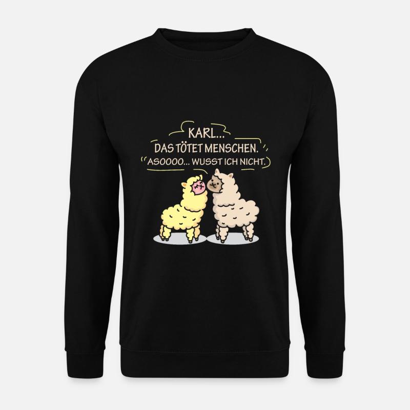 LUSTIGES LAMA COMIC KARL DAS TÖTET MENSCHEN SHIRT - Unisex Pullover - Schwarz