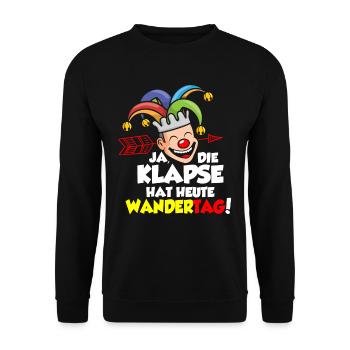 Wandertag Klapse Karneval Fasching Lustig - Unisex Pullover - Schwarz - Vorne - Alina (178cm) & Michal (187cm)