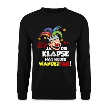 Karneval Fasching Verrückt Lustig - Unisex Pullover - Schwarz - Vorne - Alina (178cm) & Michal (187cm)