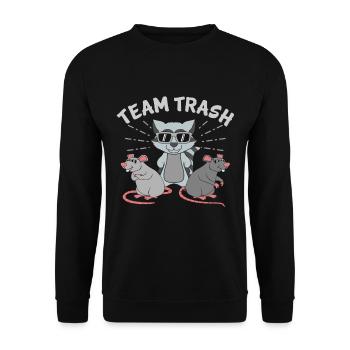 Team Trash Racoon Lover - Unisex Pullover - Schwarz - Vorne - Alina (178cm) & Michal (187cm)
