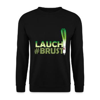 LAUCH #BRUST FITNESS TRAINING MUSKULÖS - Unisex Pullover - Schwarz - Vorne - Alina (178cm) & Michal (187cm)