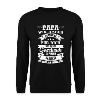 Vater Vatertag Papa lustiges Sprüche Geschenk - Unisex Pullover - Schwarz - Vorne - Alina (178cm) & Michal (187cm)