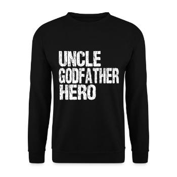 Onkel Pate groß onkel Okel Geschenk - Unisex Pullover - Schwarz - Vorne - Alina (178cm) & Michal (187cm)