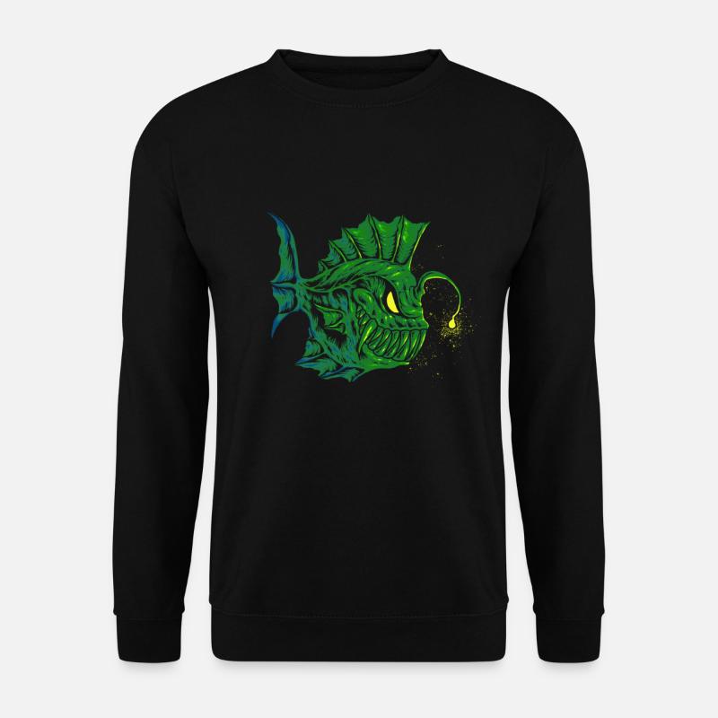 Anglerfisch Fisch Angeln Tiefsee Lustig Geschenk - Unisex Pullover - Schwarz