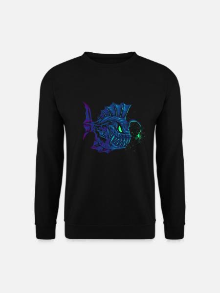 Anglerfisch Fisch Angeln Tiefsee Lustig Geschenk - Unisex Pullover - Schwarz