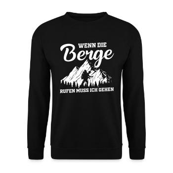 Wenn die Berge rufen muss ich gehen - Unisex Pullover - Schwarz - Vorne - Alina (178cm) & Michal (187cm)