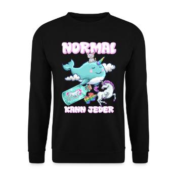 NORMAL, chaque univers licorne peut être drôle - Sweat-shirt Unisexe - noir - Devant - Alina (178cm) & Michal (187cm)