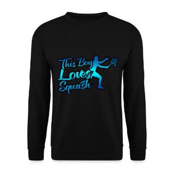 This boy loves squash - Unisex Sweatshirt - black - Front - Alina (178cm) & Michal (187cm)